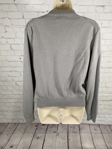 VTG Toffee Solid Gray High Neck Cable Knit Long Sleeve Pullover Sweater Large L