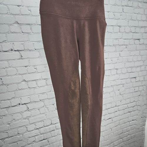 Spanx WOW Brown Faux Leather Leggings Athletic Yoga Pants Size Small S