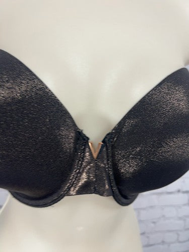 Victoria's Secret Black Rose Gold Shimmer Strapless Underwire Bra 38DD