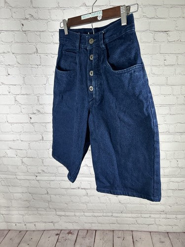 VTG Rio By Stephen Mardon Dark Wash High Rise Blue Denim Button Shorts 9 (24x11)