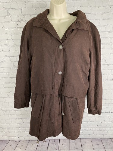 VTG Fitz-Wright Brown Button Up Button Off Liner Shoulder Padded Coat Jacket M