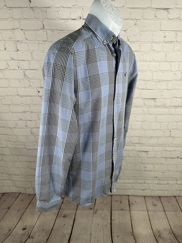 Tailored Originals Blue Plaid Long Sleeve Button Up Men’s Dress Shirt Size S