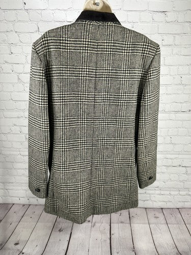 VTG Charles Klein Black Brown Plaid Double Breasted Peak Lapel Women’s Blazer L