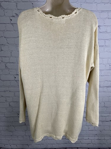 VTG By Design Essentials Ivory Pullover Oversized Cable Knit Sweater S