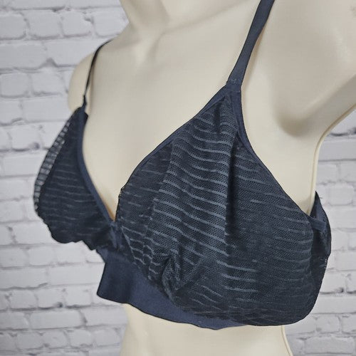 LIVELY Black Sheer Mesh Lace Wire Free Unpadded Triangle Bralette Bra 3