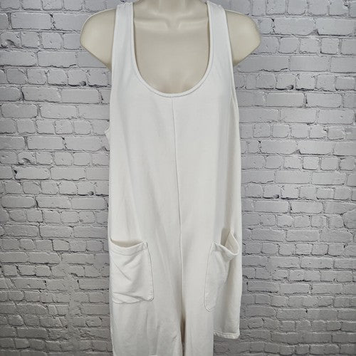 Madewell MWL White Brushed Knit Sleeveless Scoop Neck Pocket Romper XL