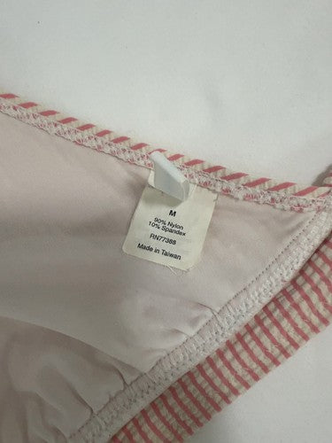 J Crew Pink White Striped Seersucker Halter Bikini Swim Top Size M