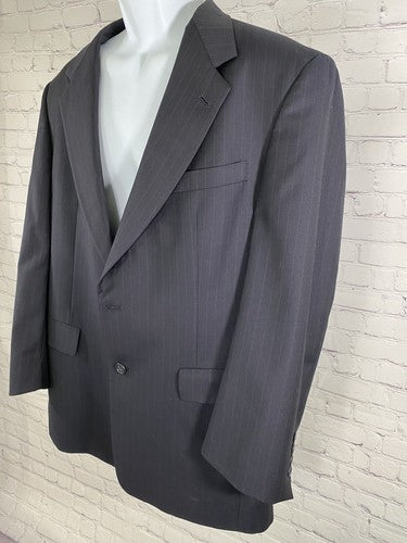 VTG Hart Schaffner Marx Gold Trumpeter Navy Pinstriped Jacket Blazer Wool 42R