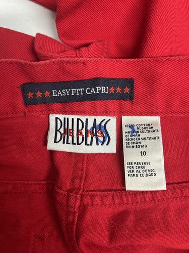 VTG Bill Blass Jeans Red Easy Fit Capri High Rise Cotton Denim Womens Pants 10