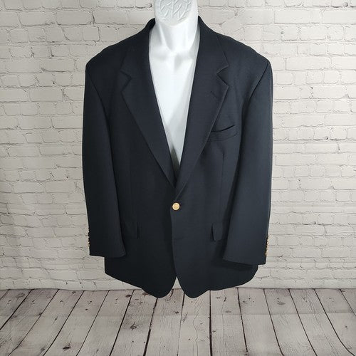 Hardwick Clothes Navy Blue Gold Two Button Blazer Sports Coat USA 44R