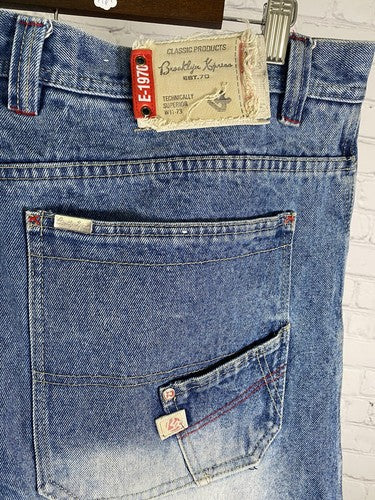 Brooklyn Xpress Medium Wash High Rise 6 Pockets Blue Denim Shorts Men’s 40W