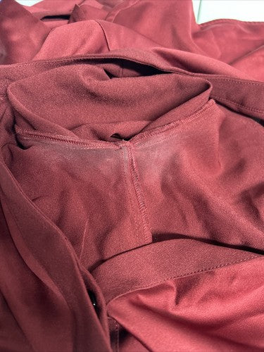 Elizabeth & Clarke Red 100% Unstainable Vegan Silk Long Sleeve Button Up 6