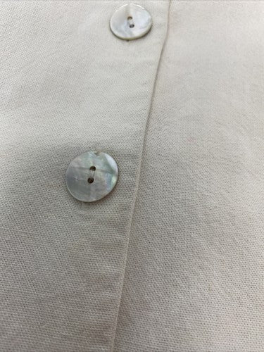 VTG Gia & Co Ivory 100% Linen Collared 3 Oyster Button Up Top Shirt Women’s 0