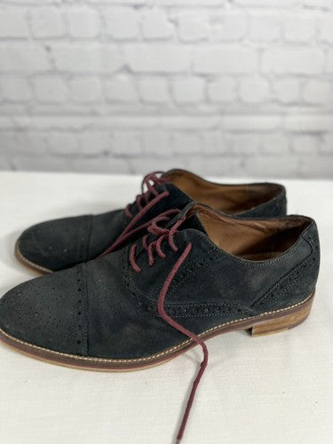 Johnston Murphy Shoes Men’s Black Cap Toe Oxfords Suede Leather Dress Shoes 8 M