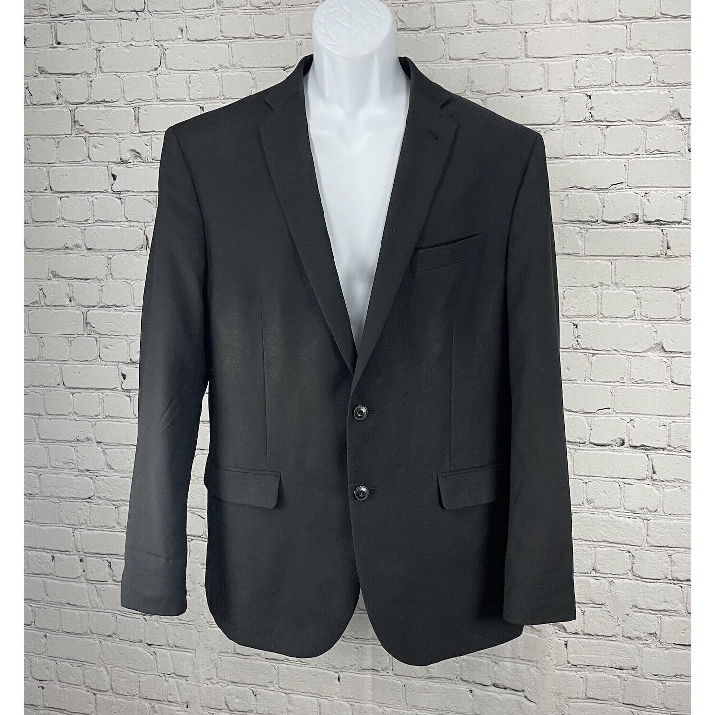 Jos A Bank 1905 Black 100% Wool Slim Fit 2 Button Vented Notch Suit Blazer 46R