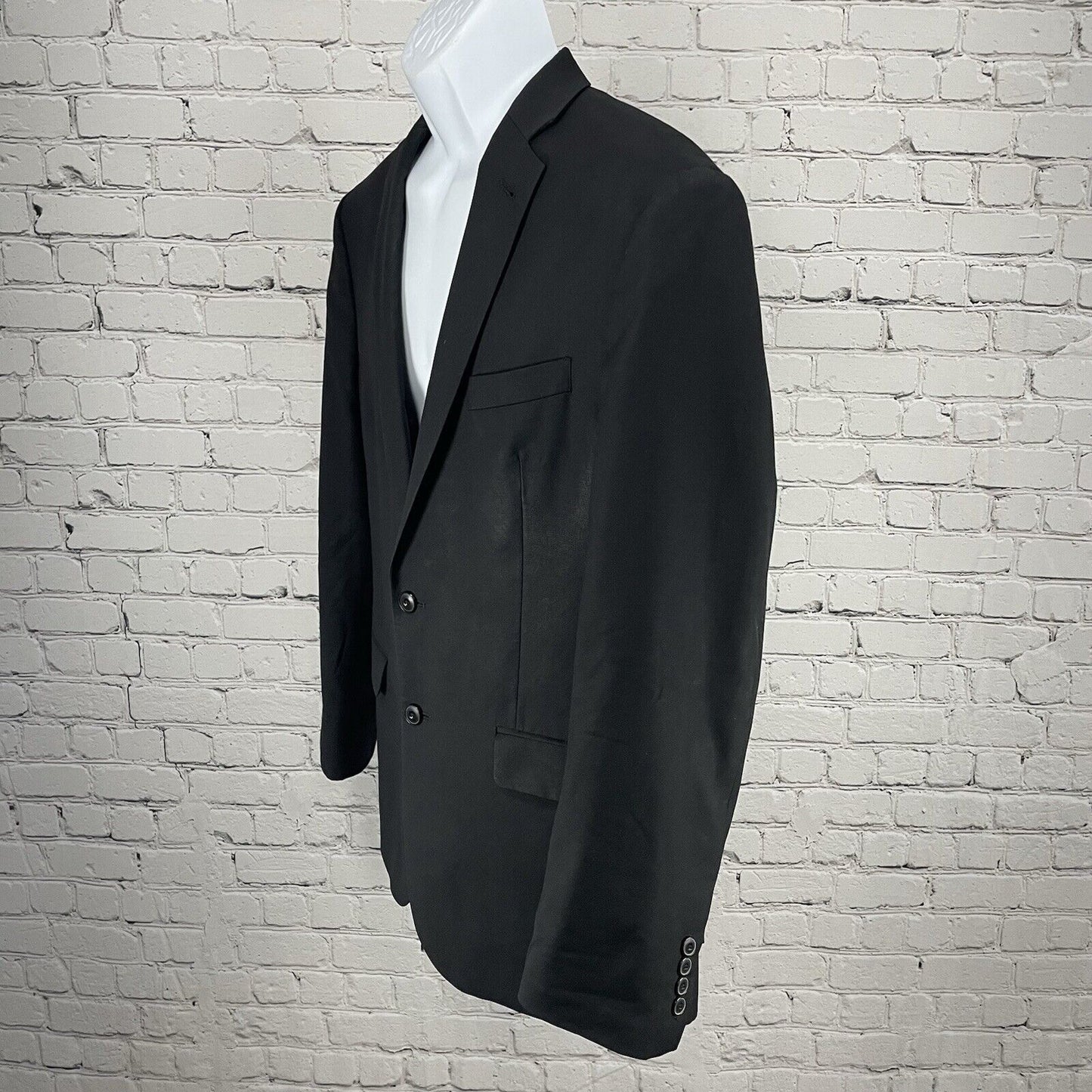 Jos A Bank 1905 Black 100% Wool Slim Fit 2 Button Vented Notch Suit Blazer 46R