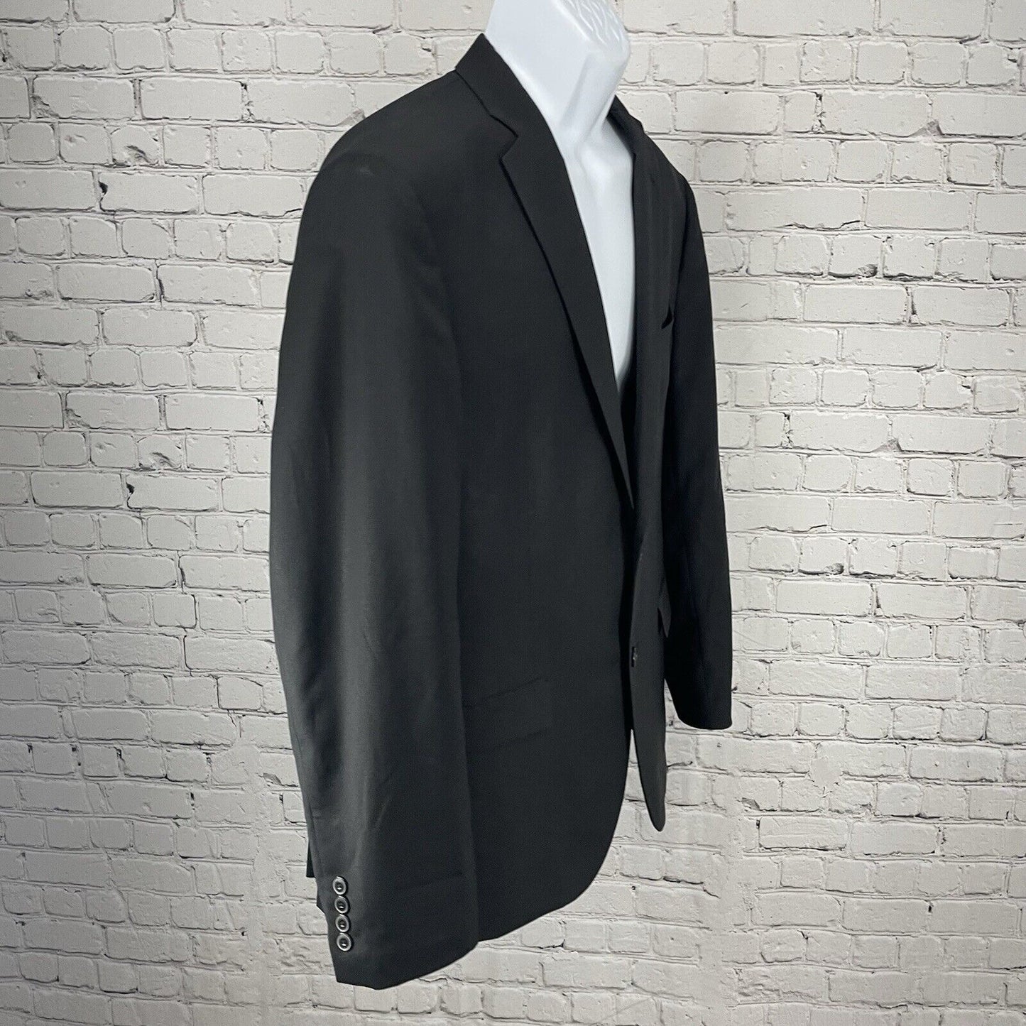 Jos A Bank 1905 Black 100% Wool Slim Fit 2 Button Vented Notch Suit Blazer 46R