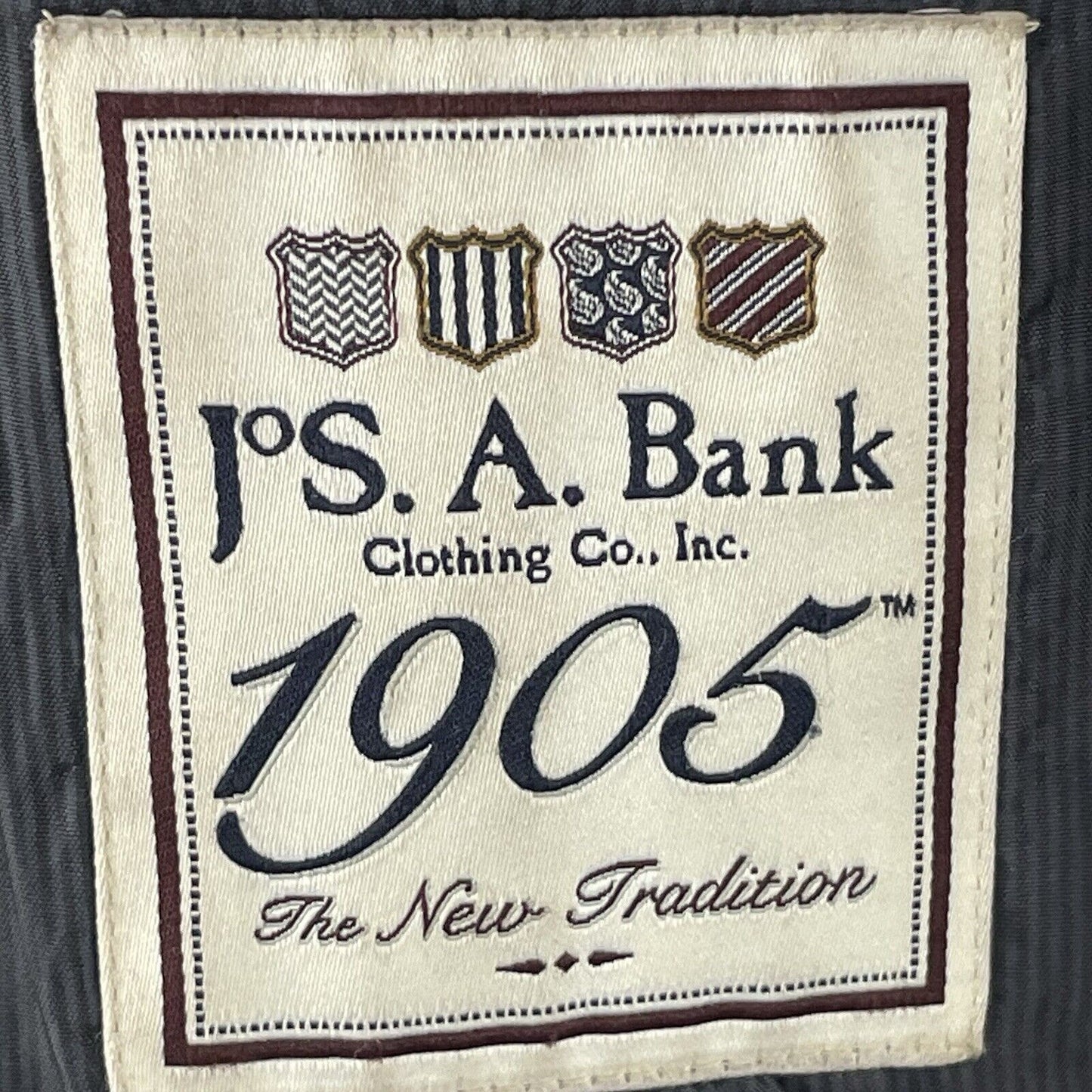 Jos A Bank 1905 Black 100% Wool Slim Fit 2 Button Vented Notch Suit Blazer 46R