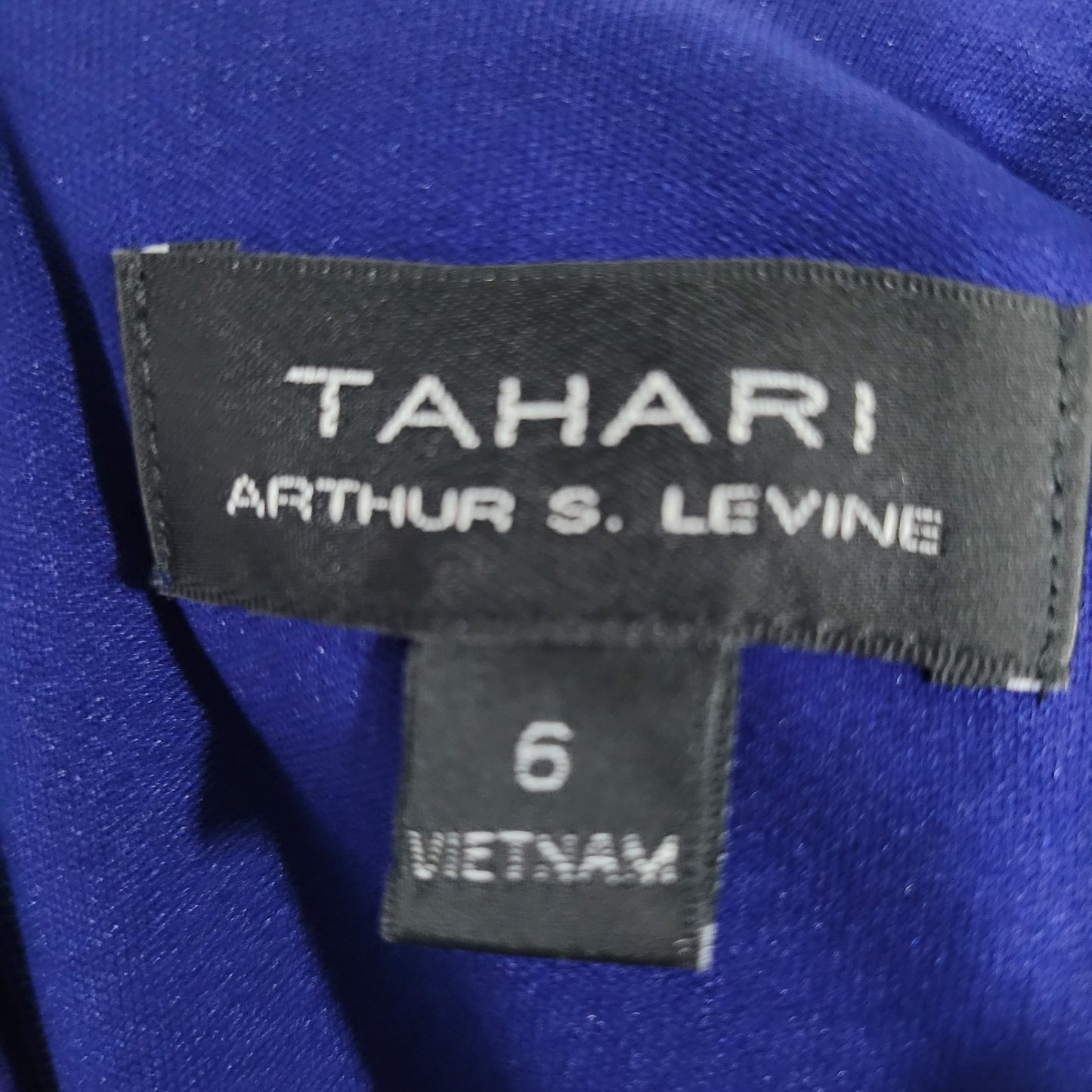 Tahari Blue Short Sleeve Pleated Gathered Waist Stretch Sheath Dress Size 6