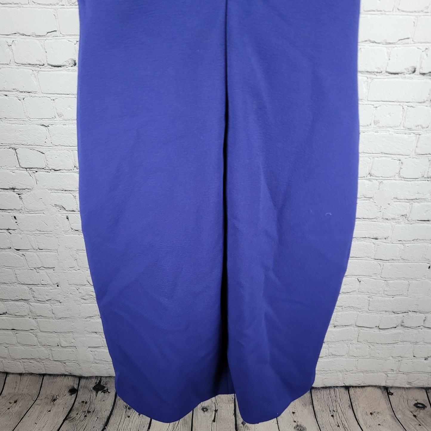 Tahari Blue Short Sleeve Pleated Gathered Waist Stretch Sheath Dress Size 6
