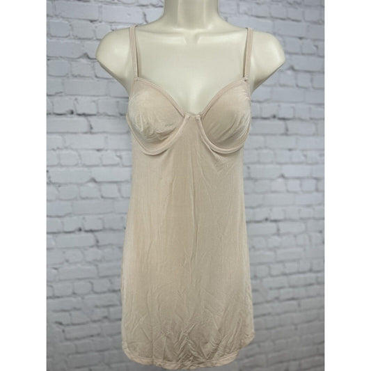 Calvin Klein Nude Adjustable Spaghetti Strap Unlined Demi Cup Midi Slip 34C