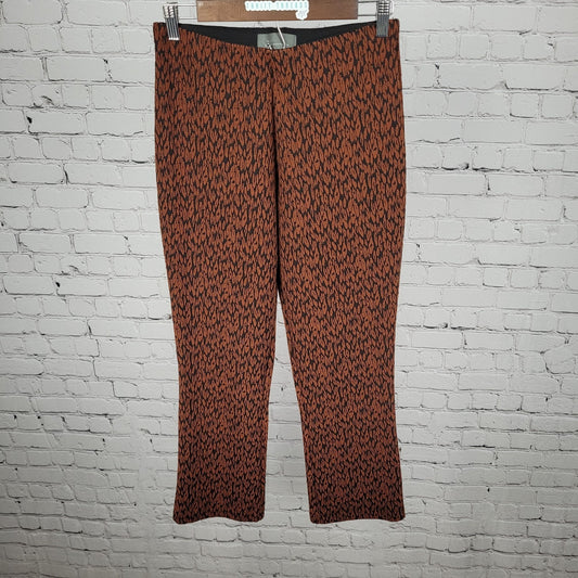 Anthropologie Brown Leopard Pull On Stretch Mid Rise Crop Pants Size XS (26x26)