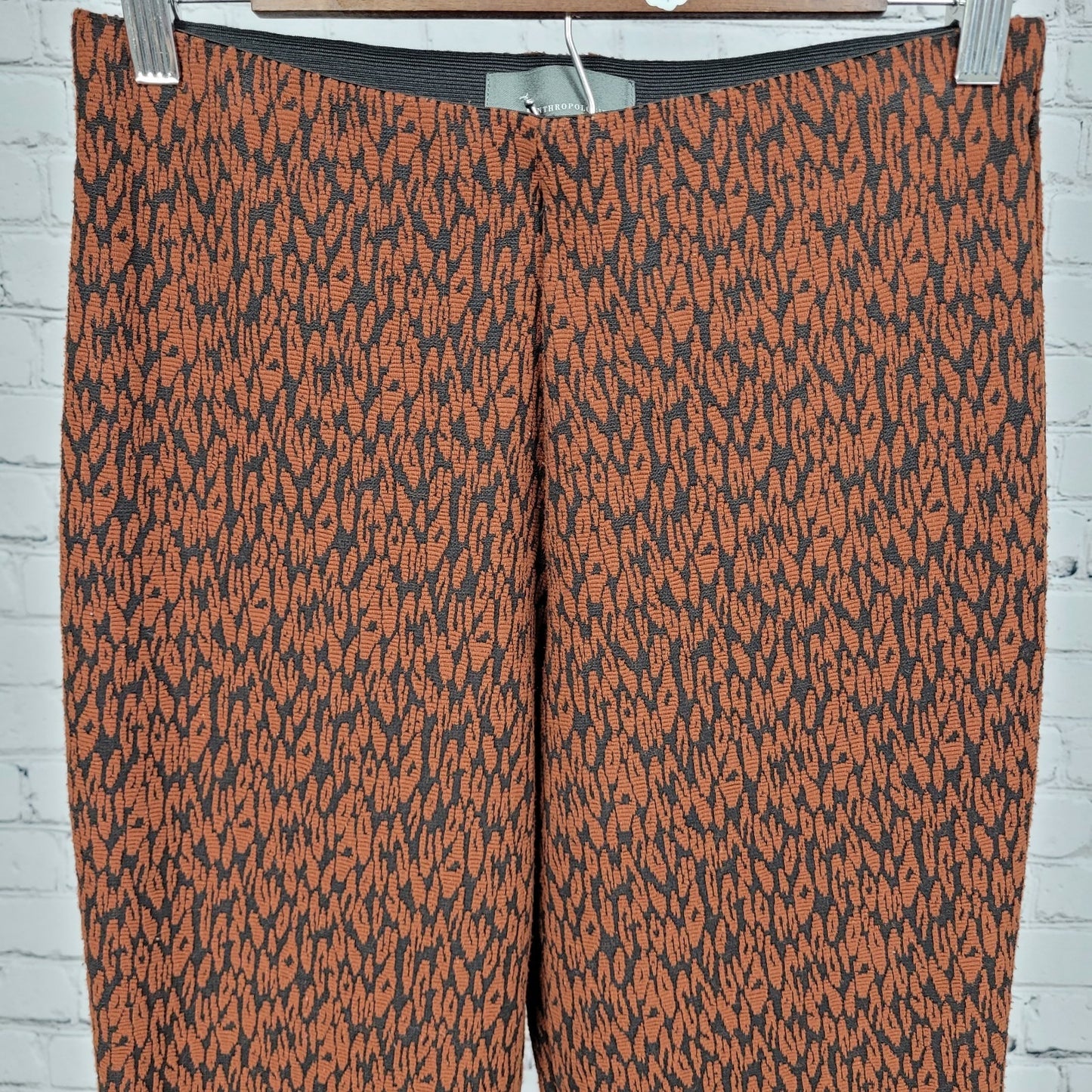 Anthropologie Brown Leopard Pull On Stretch Mid Rise Crop Pants Size XS (26x26)