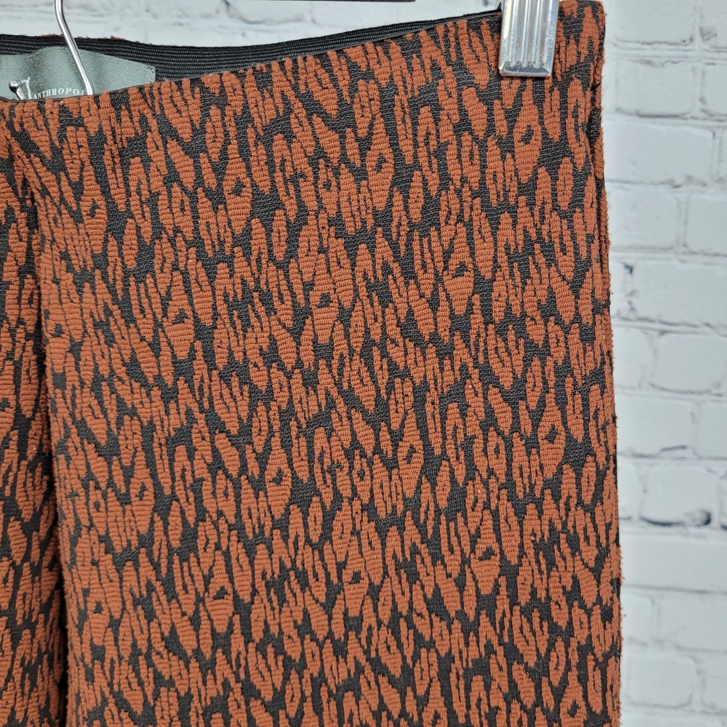 Anthropologie Brown Leopard Pull On Stretch Mid Rise Crop Pants Size XS (26x26)