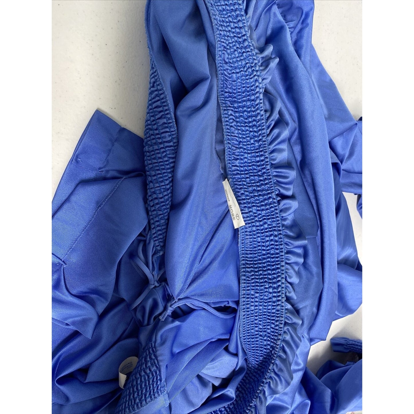 VTG JCPenny 80’s Blue Long Sleeve Ruffle V Neckline Nylon Night Robe Misses L