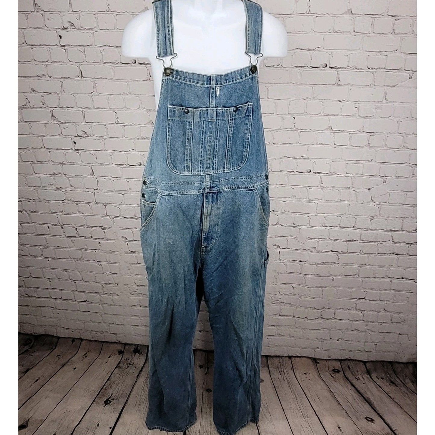 Austin Clothing Blue Denim 100% Cotton Workwear Utility Jean Overalls Large L 32