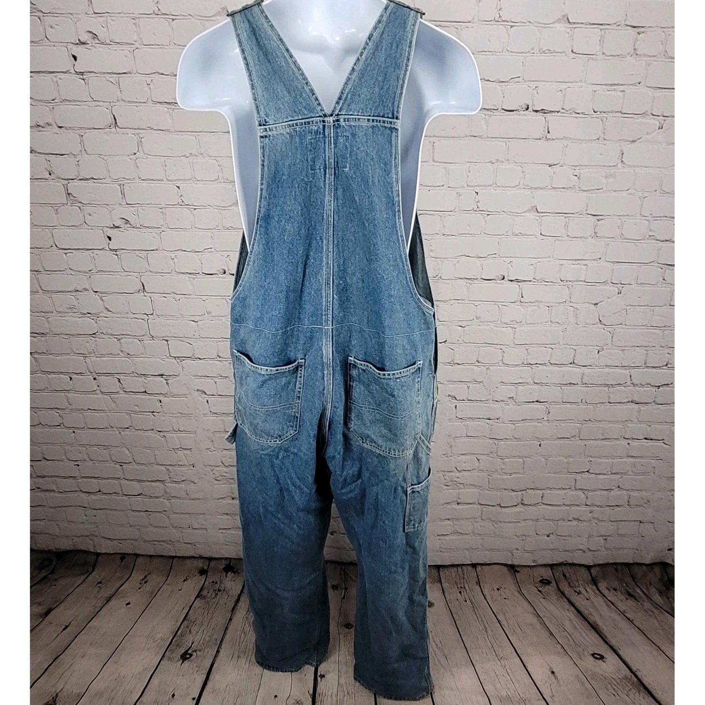 Austin Clothing Blue Denim 100% Cotton Workwear Utility Jean Overalls Large L 32