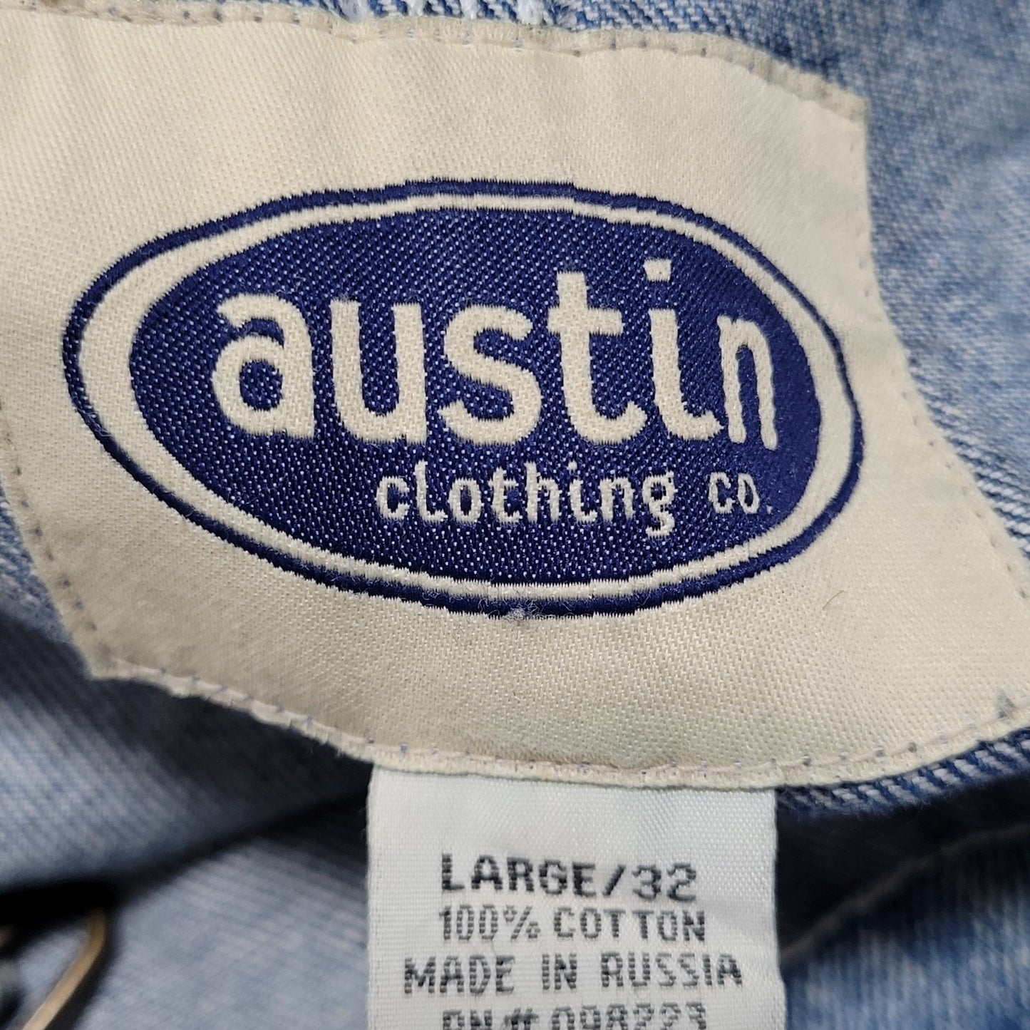 Austin Clothing Blue Denim 100% Cotton Workwear Utility Jean Overalls Large L 32