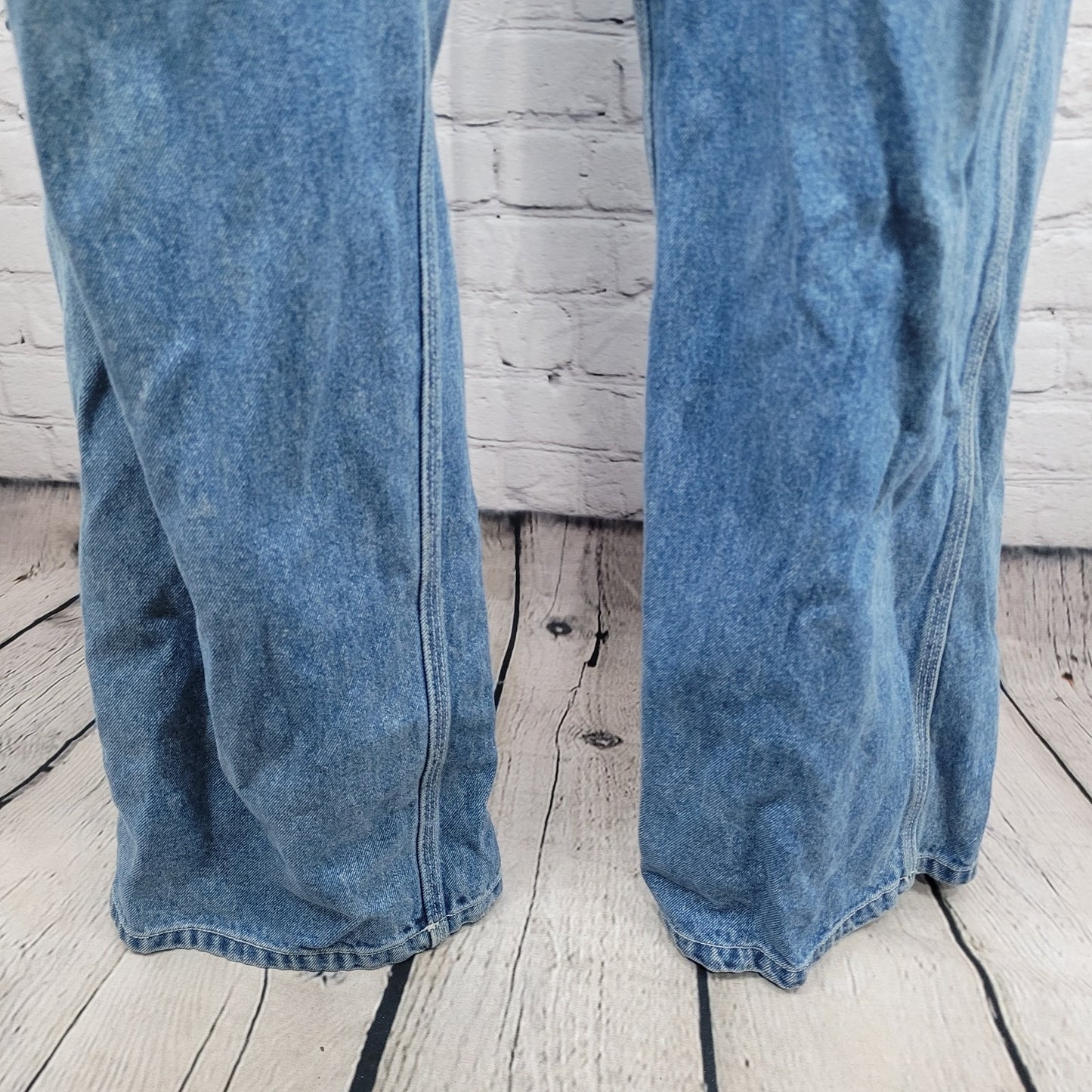 Austin Clothing Blue Denim 100% Cotton Workwear Utility Jean Overalls Large L 32