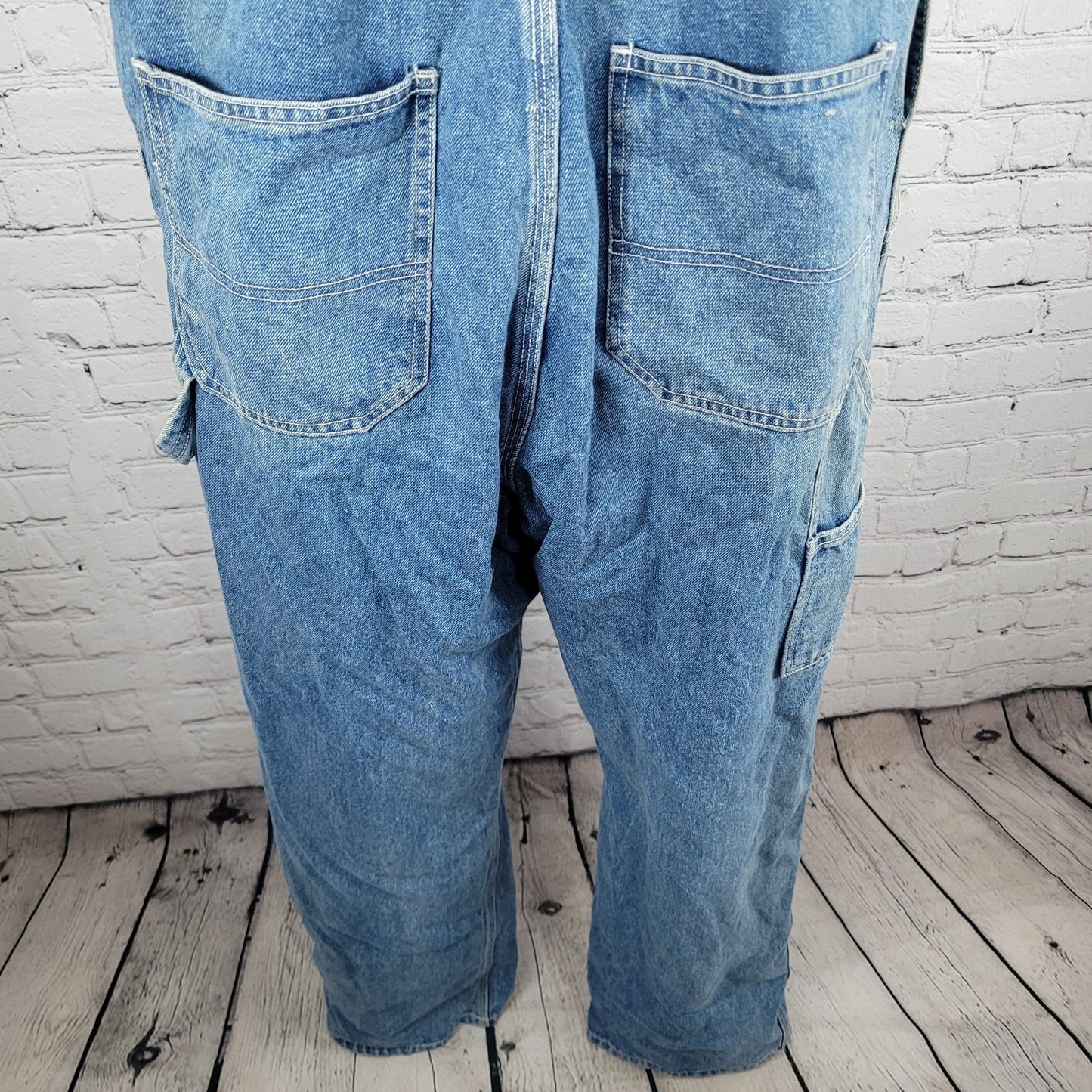 Austin Clothing Blue Denim 100% Cotton Workwear Utility Jean Overalls Large L 32