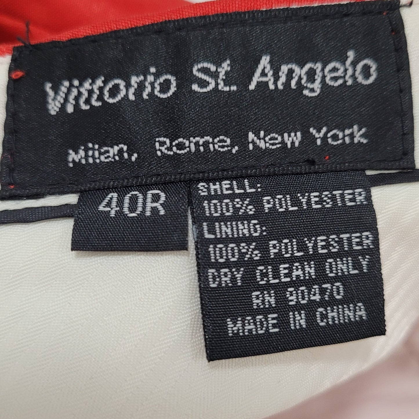 Vittorio St Angelo Red Satin Striped 2 Piece Suit Set Jacket Size 46 Pants 39x30