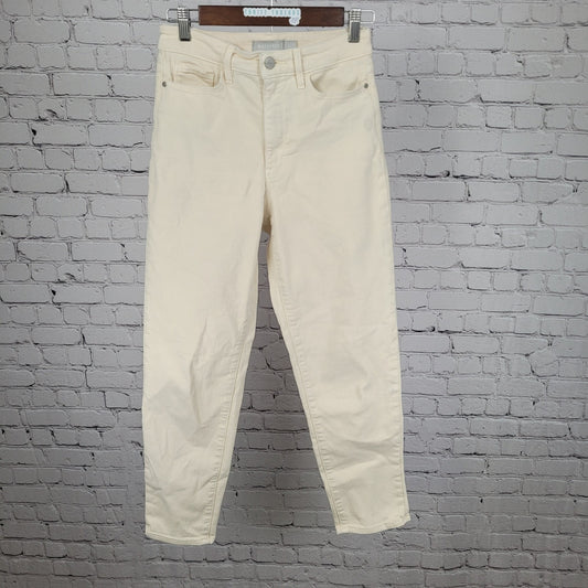 Athleta Cream Sculptek Stretch Denim High Rise Tapered Leg Jeans Size 2 (26x27)