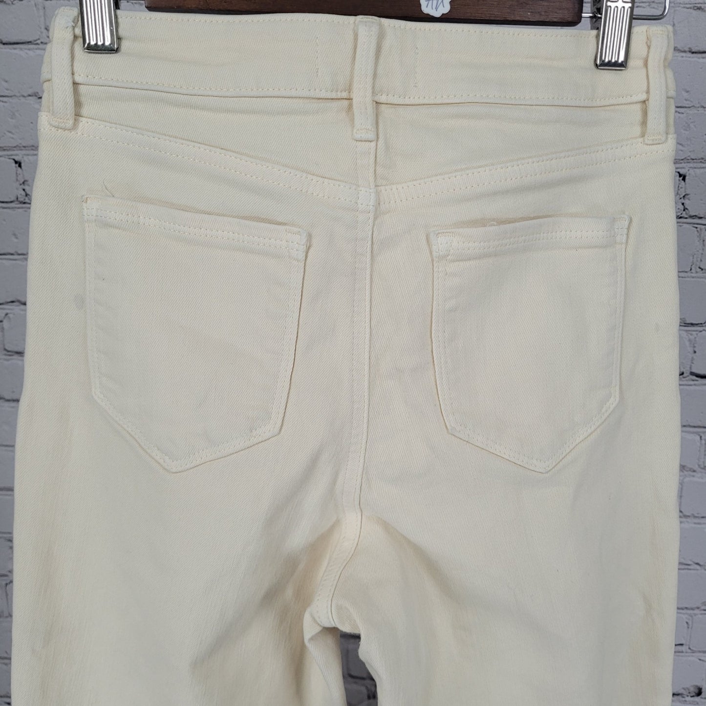 Athleta Cream Sculptek Stretch Denim High Rise Tapered Leg Jeans Size 2 (26x27)