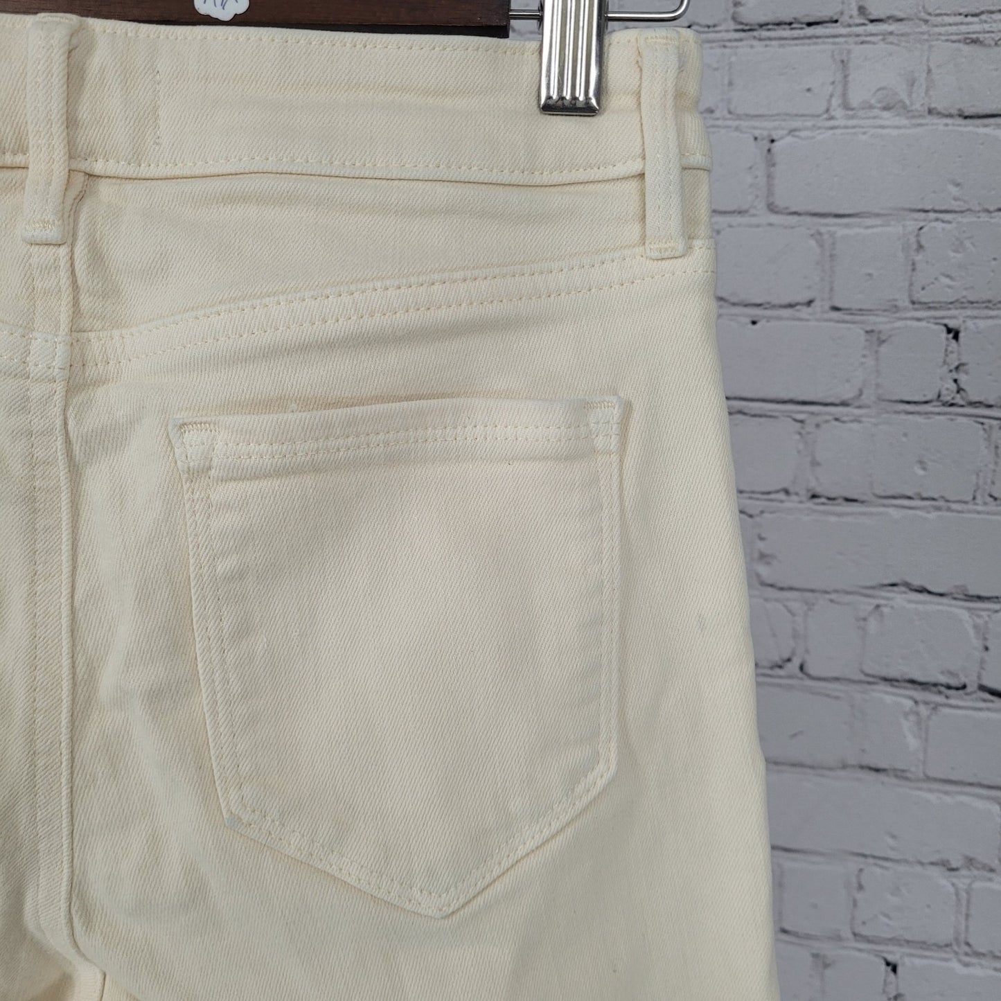 Athleta Cream Sculptek Stretch Denim High Rise Tapered Leg Jeans Size 2 (26x27)