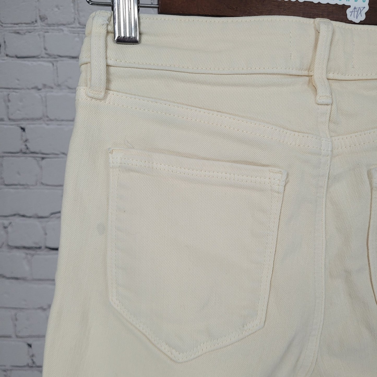 Athleta Cream Sculptek Stretch Denim High Rise Tapered Leg Jeans Size 2 (26x27)
