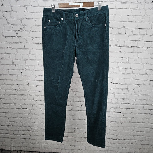 Bonobos Green Corduroy Slim Taper Cotton Stretch Mid Rise Pants Jeans 33x32