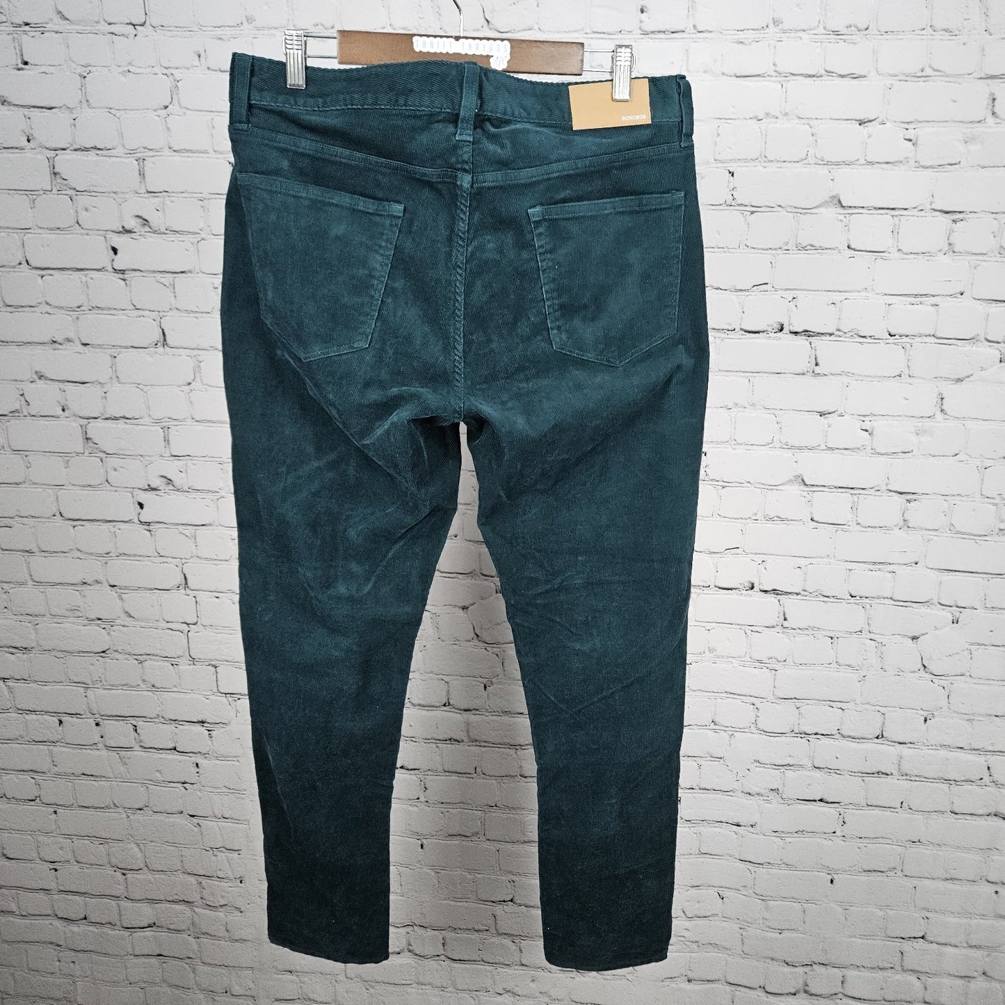 Bonobos Green Corduroy Slim Taper Cotton Stretch Mid Rise Pants Jeans 33x32