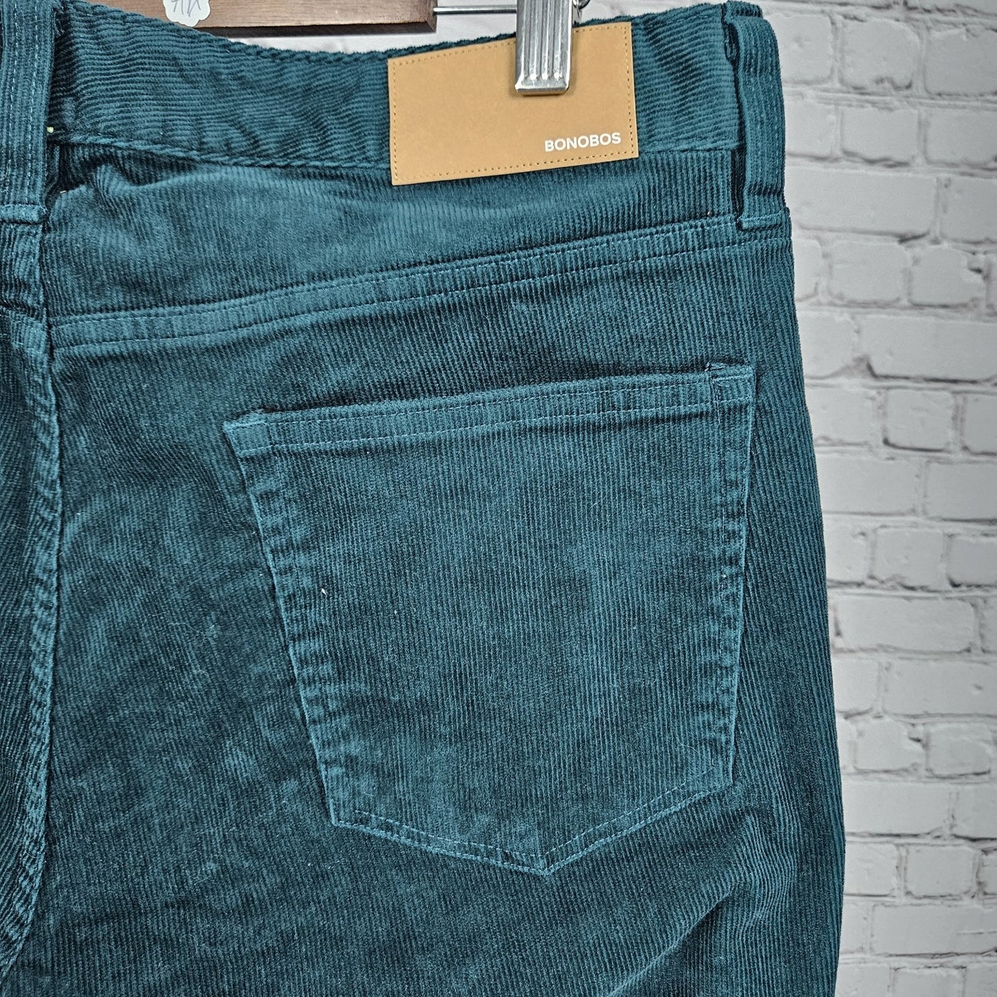 Bonobos Green Corduroy Slim Taper Cotton Stretch Mid Rise Pants Jeans 33x32
