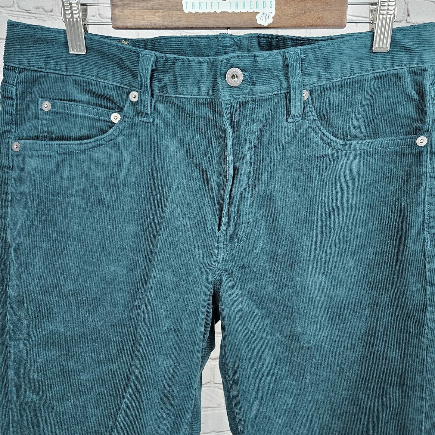 Bonobos Green Corduroy Slim Taper Cotton Stretch Mid Rise Pants Jeans 33x32