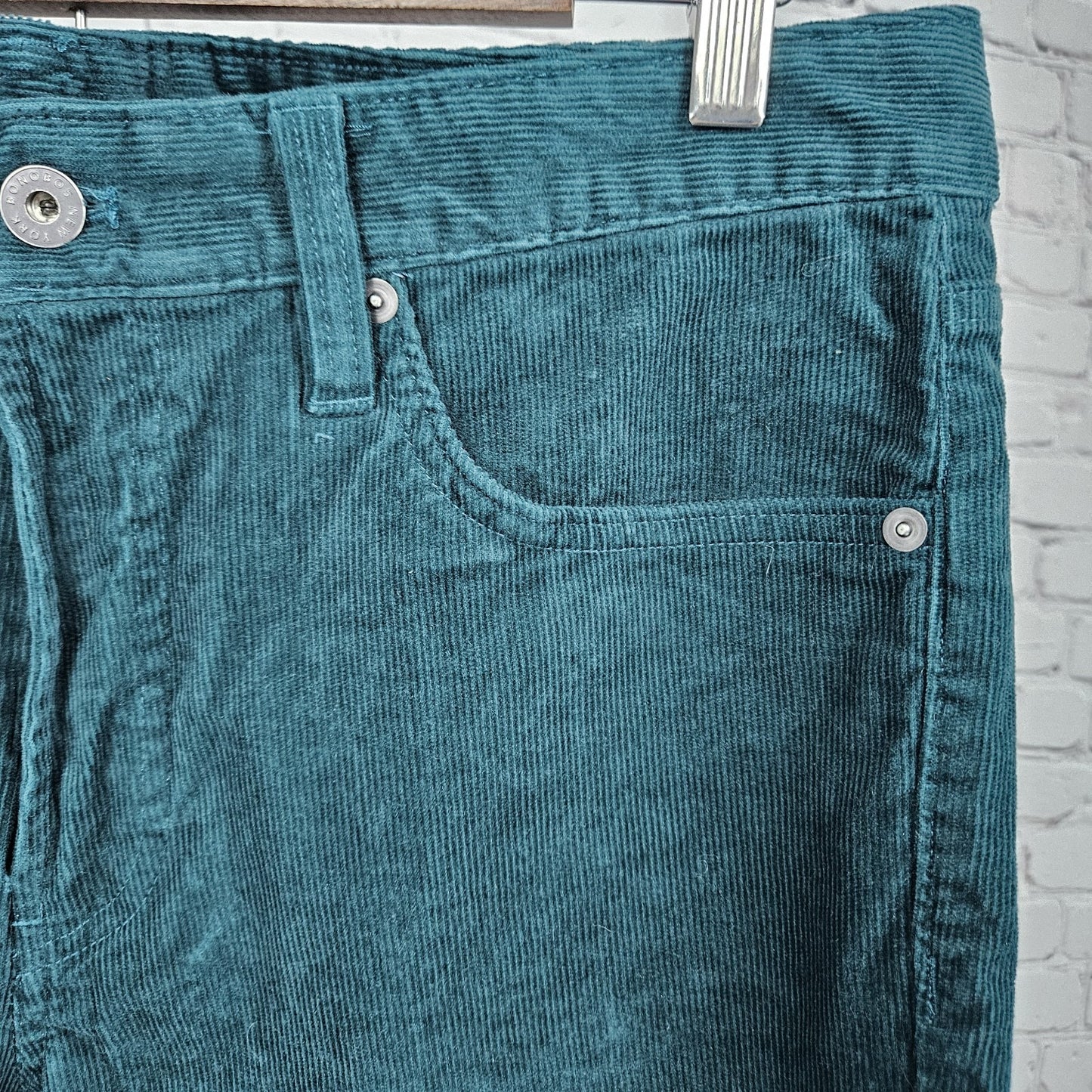 Bonobos Green Corduroy Slim Taper Cotton Stretch Mid Rise Pants Jeans 33x32