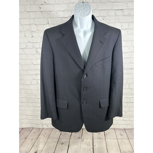 VTG Nordstrom Dark Blue 100% Wool Three Button Blazer Jacket Sport Coat 40R