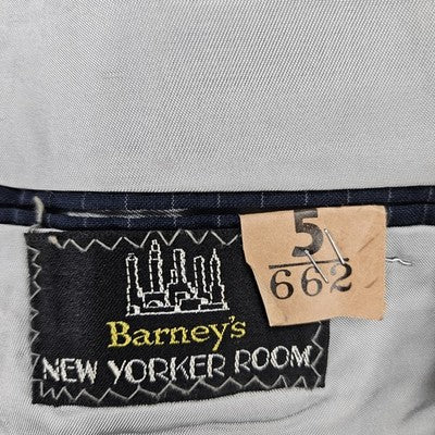 VTG Barney's Monte Cristo DeLuxe Navy Pinstriped Notch Blazer Sport Coat USA 38