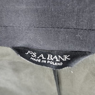 Jos A Bank Black 100% Wool 2 Button Single Vented Notch Blazer Sport Coat 44R