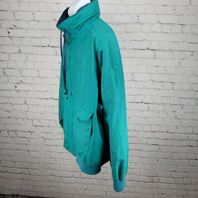 VTG McGregor Green Blue Anti Breeze Hideable Hood Zip Windbreaker Jacket 3X
