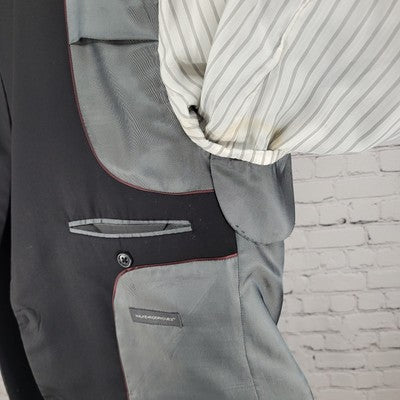 Wilke-Rodriguez Black 100% Wool 2 Button Double Vent Blazer Sport Coat Size 44R