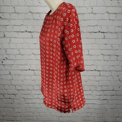 VTG Jos A Bank Clothiers Red Satin Geometric Shoulder Pads Short Sleeve Top 10